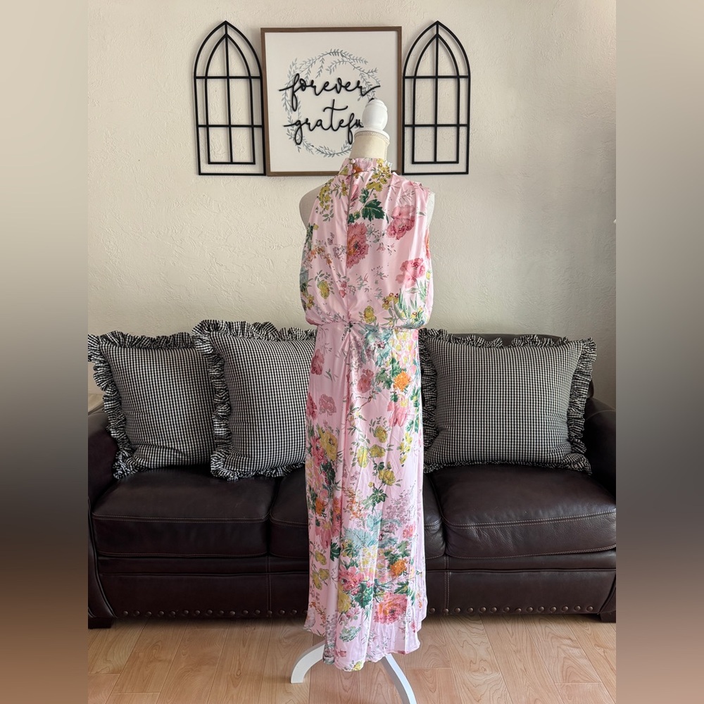PETAL & PUP ANABELLE HALTER NECK MIDI DRESS - PINK FLORAL SIZE L - Picture 5 of 12